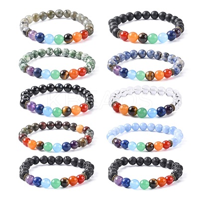 Yoga Chakra Jewelry Stretch Bracelets BJEW-G554-02-1