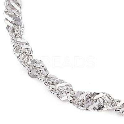 2Pcs 2 Colors 304 Stainless Steel Singapore Chain Bracelet Makings AJEW-JB01322-1