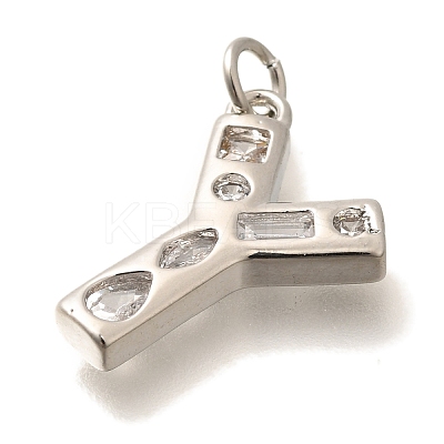Brass Micro Pave Clear Cubic Zirconia Pendants KK-G521-01P-Y-1