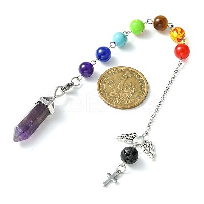Mixed Gemstone Pointed Dowsing Pendulums PALLOY-JF02254-1