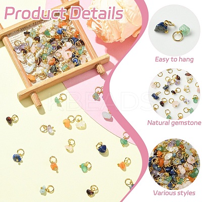 80Pcs 8 Styles Natural Gemstone Pendants PALLOY-YW00074-1