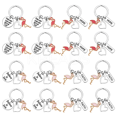 20Pcs 4 Styles Flamingo Shape & Word Alloy Enamel Pendants KEYC-PH01567-1