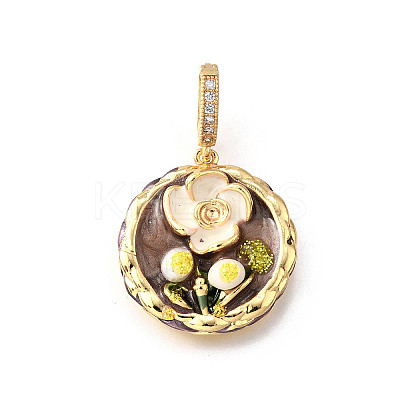 Brass Micro Pave Cubic Zirconia & Enamel Pendants KK-R222-09G-01-1