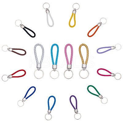 16Pcs 16 Style Imitation Leather Keychain KEYC-CP0001-22-1