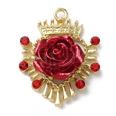Rack Plating Light Gold Alloy Rhinestone Pendants PALLOY-Z016-04G-1