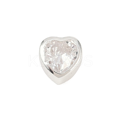 925 Sterling Silver Cubic Zirconia Heart Beads STER-F060-03S-01-1
