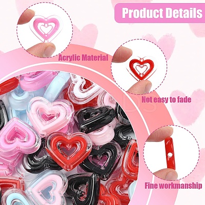 90Pcs 6 Colors Acrylic Beads SACR-YW0001-76-1