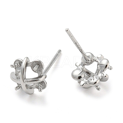 Rhodium Plated 925 Sterling Silver Stud Earring Findings STER-Q192-02P-1