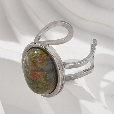 Oval Natural & Synthetic Gemstone Finger Rings RJEW-M062-02P-19-1