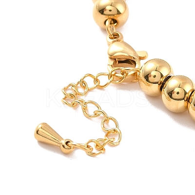 PVD Vacuum Plating 201 Stainless Steel Round Beaded Bracelet for Women STAS-D179-03G-01-1