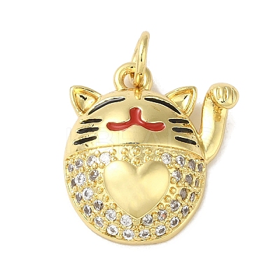 Rack Plating Brass Micro Pave Cubic Zirconia Pendants KK-P272-13G-1