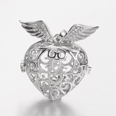 Eco-Friendly Rack Plating Brass Rhinestone Cage Pendants KK-M176-14P-NR-1