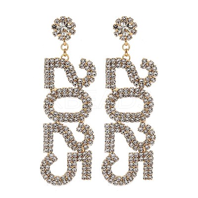 Brass Rhinestone Stud Earrings LS-EJEW-Q012-01G-1