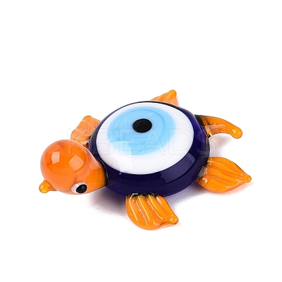 Handmade Lampwork Turtle with Evil Eye Figurine Display Decorations LAMP-N034-25D-1
