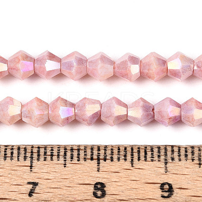 Anti-Tarnish Electroplate Bicone Glass Beads Strands X-EGLA-T021-4mm-16-05-1