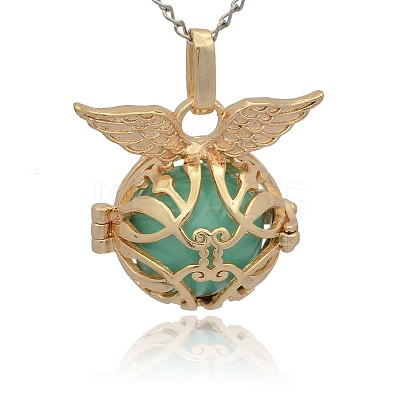 Golden Tone Brass Cage Pendants KK-J213-11G-1