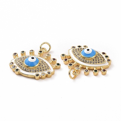 Brass Micro Pave Colorful Cubic Zirconia Pendants KK-E068-VF019-1