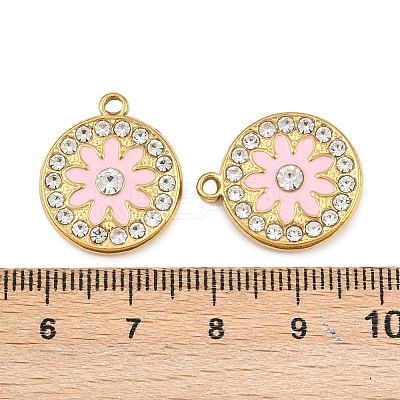 304 Stainless Steel with Enamel and Rhinestone Pendants STAS-Z166-12G-1