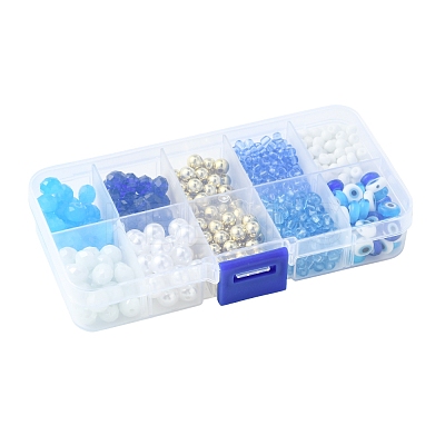 DIY Evil Eye Lampwork & Glass Beads Bracelets Jewelry Making Kits DIY-FS0007-43-1