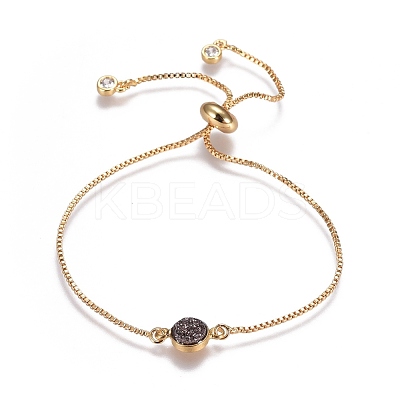 Electroplated Natural Druzy Agate Slider Bracelets BJEW-JB04157-M-1