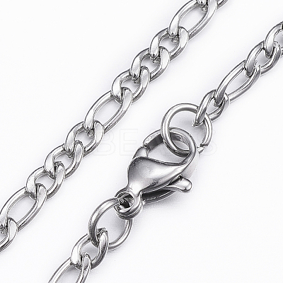 Non-Tarnish 304 Stainless Steel Figaro Chain Necklaces LS-NJEW-H445-01P-1