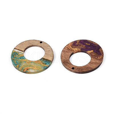 Opaque Resin & Walnut Wood Pendants RESI-T060-51M-1