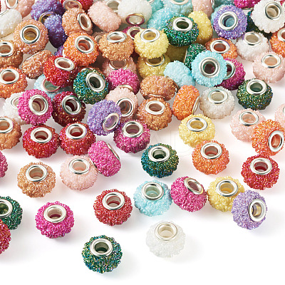 100Pcs 10 Colors AB Color Resin Rose Flower European Beads RESI-TA0003-89-1
