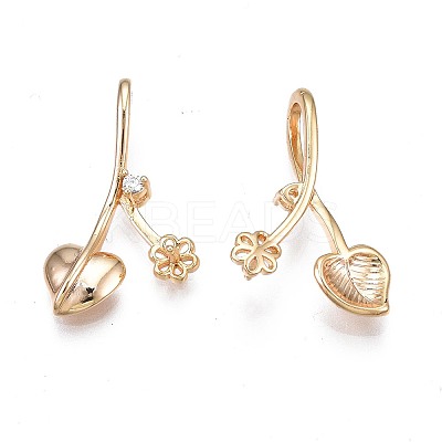 Brass Micro Pave Clear Cubic Zirconia Peg Bails Pendants with Rhinestone and Enamel Settings KK-N232-240-1