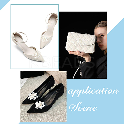 Beaded Plastic Imitation Pearl Flower Shoe Decoration FIND-FG0002-02-1