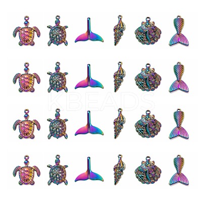 12Pcs 6 Style Ocean Themed Alloy Pendants FIND-LS0001-01-1