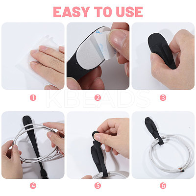 8Pcs 4 Colors Silicone Nuckle Cable Ties Reusable Self-Adhesive Headphone Cable Line Bundle AJEW-CA0004-71-1