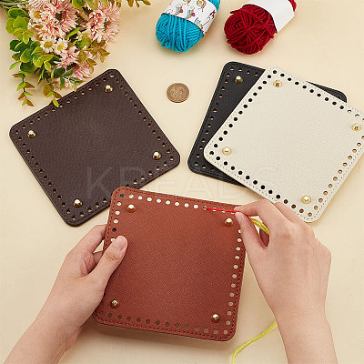 4Pcs 4 Colors Square PU Leather Knitting Crochet Bags Nail Bottom Shaper Pad DIY-PH0021-07-1