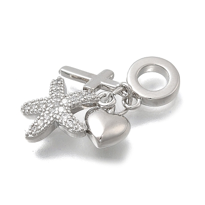 Brass Micro Pave Clear Cubic Zirconia European Dangle Charms KK-D431-033E-P-1