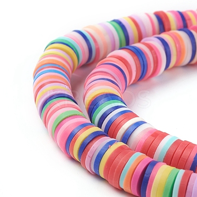 Flat Round Handmade Polymer Clay Beads CLAY-R067-8.0mm-M1-1