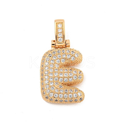 Brass Micro Pave Clear Cubic Zirconia Pendants KK-B099-01G-E-1