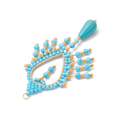 Bohemian Synthetic Turquoise Bigs Pendants PALLOY-MZ00418-1