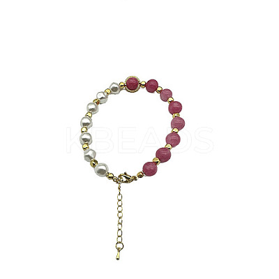 Dyed Natural White Chalcedony Round Beaded Bracelet NC1314-07-1