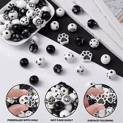 75Pcs 8 Styles Spray Painted Wood Beads Sets WOOD-YW0001-11-1