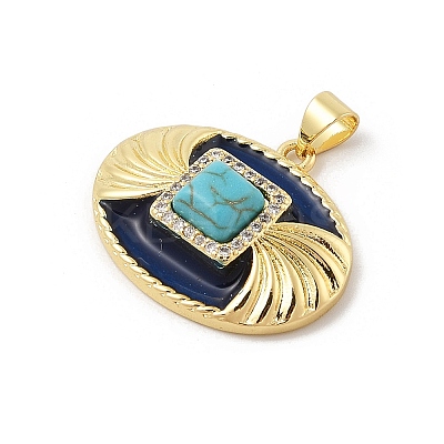 Brass Pave Synthetic Turquoise Pendants X-KK-U047-20G-01-1