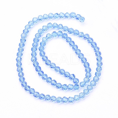Faceted(32 Facets) Round Glass Beads Strands X-EGLA-J042-4mm-05-1
