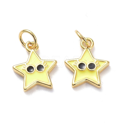 Real 18K Gold Plated Brass Enamel Charms KK-L206-019G-01-1