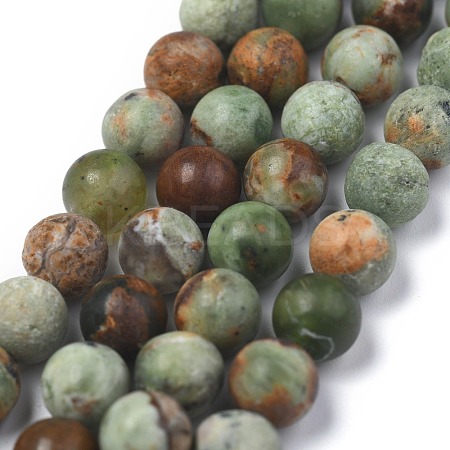 Natural Green Opal Beads Strands G-K209-04B-6mm-A-1