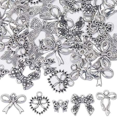 50Pcs 5 Style Tibetan Style Alloy Pendants FIND-SC0008-91-1