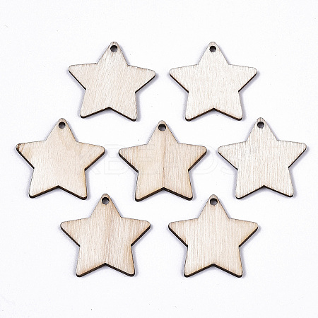 Unfinished Natural Poplar Wood Pendants LS-WOOD-S045-107-1