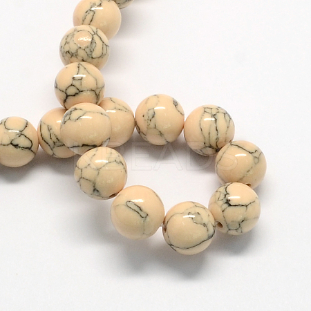 Dyed Synthetic Turquoise Gemstone Bead Strands TURQ-R032-8mm-XSS06-1
