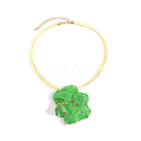 Alloy Enamel 3D Flower Pendant Imitation Leather Cord Multi-strand Necklaces for Women WGB1BBC-03-1