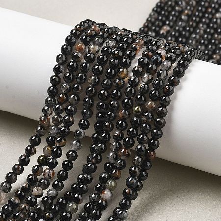 Natural Black Tourmaline Beads Strands X-G-Q031-A01-4mm-1
