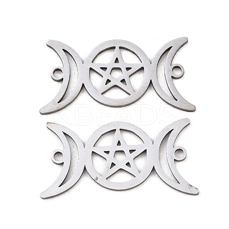 201 Stainless Steel Hollow Triple Moon Links Connector Charms STAS-I364-10P-1