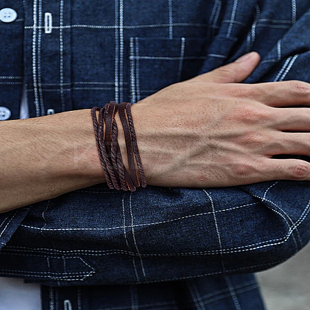 1Pc PU Leather Multi-strand Braided Bracelets for Men BJEW-LP0003-37A-1