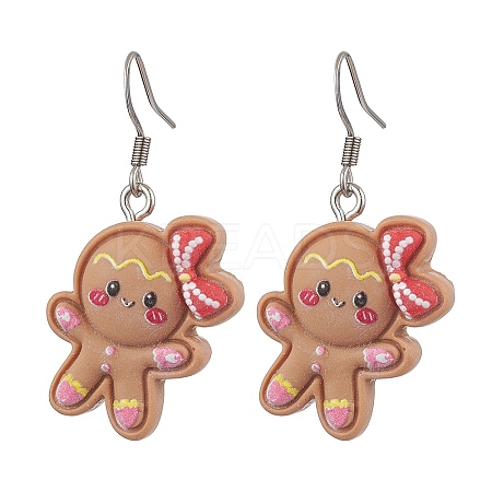 Christmas Resin Dangle Earrings EJEW-JE06089-1